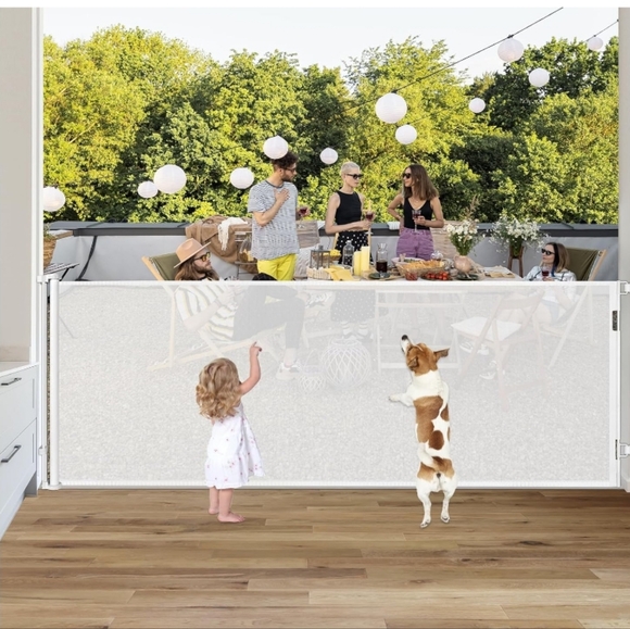 135" Wide x 42" Extra Tall Retractable Gate for Dogs Extra Wide - Picture 2 of 4